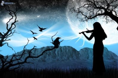 silhouette-de-femme-violoniste-le-corbeau-montagne-lune-etoiles-157378